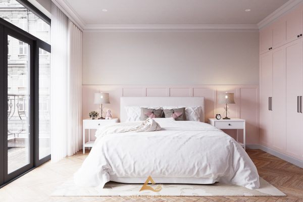Phòng ngủ con gái màu hồng nhẹ nhàng, tinh tế