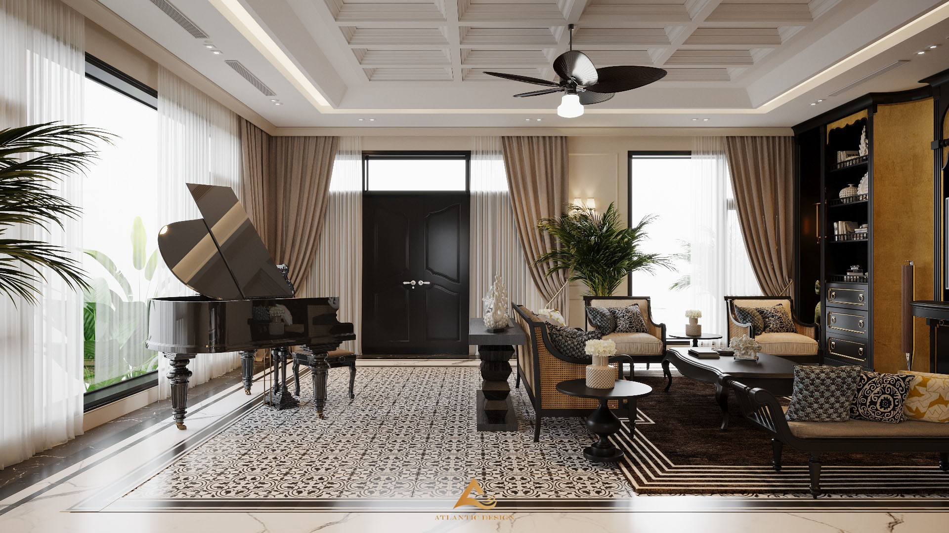 Thiết kế nội thất biệt thự Ecopark Grand - The Island phong cách Indochine Luxury