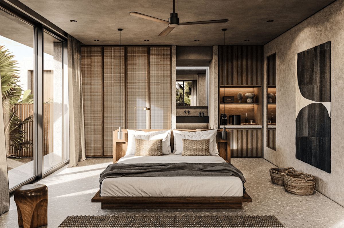 Phòng ngủ Master được sử dụng nội thất gỗ tự nhiên nên mang lại cảm giác ấm áp