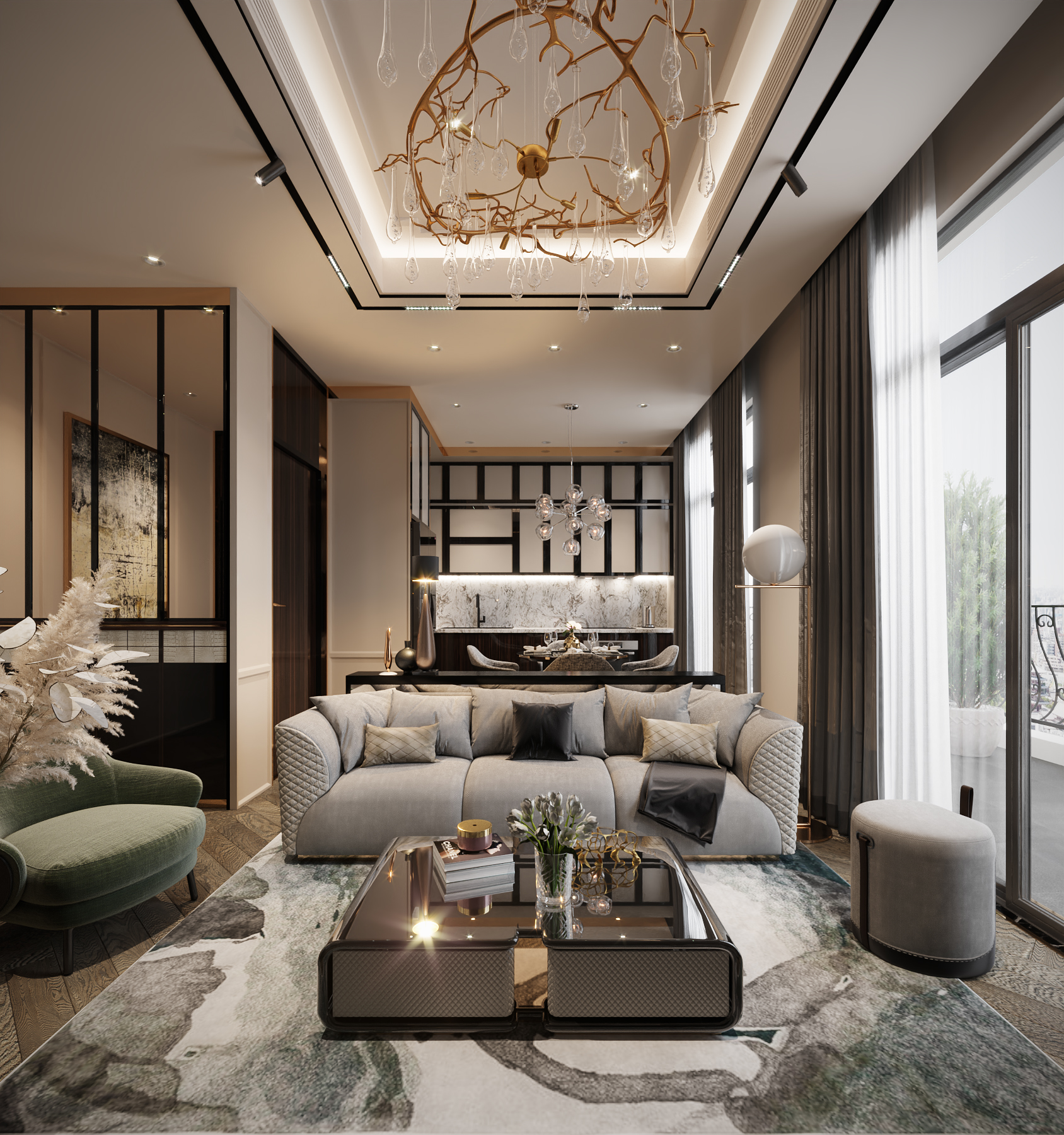 Thiết kế nội thất hiện đại mix luxury tại Vinhome Marina