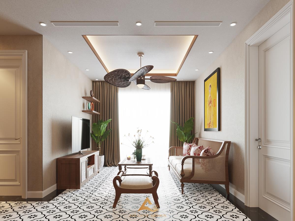 Thiết kế nội thất chung cư Kosmo Tây Hồ phong cách Indochine