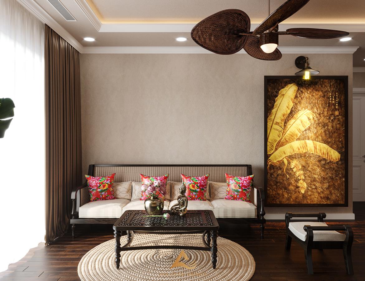 Thiết kế nội thất chung cư Sunshine Garden phong cách Indochine 85m2
