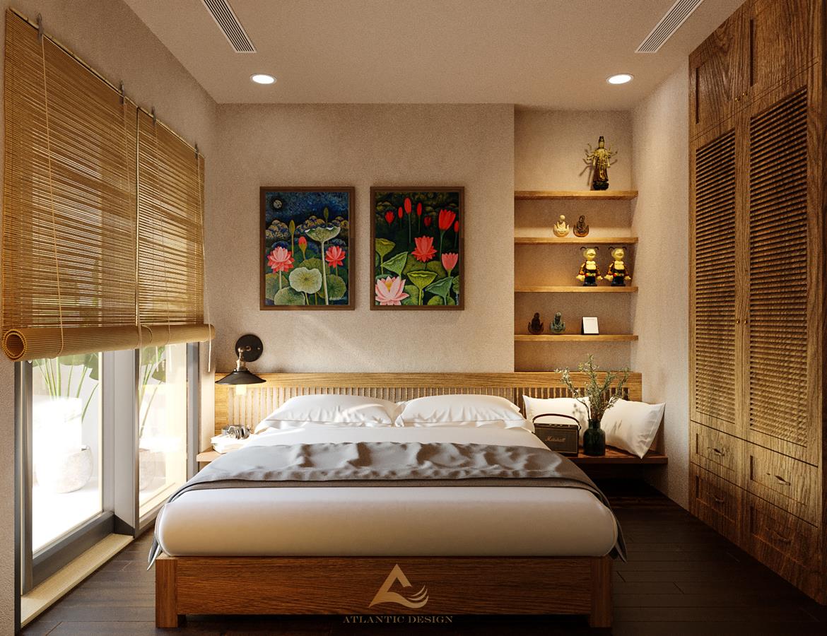 Phòng bếp Indochine nhỏ gọn với gạch bông cổ điển