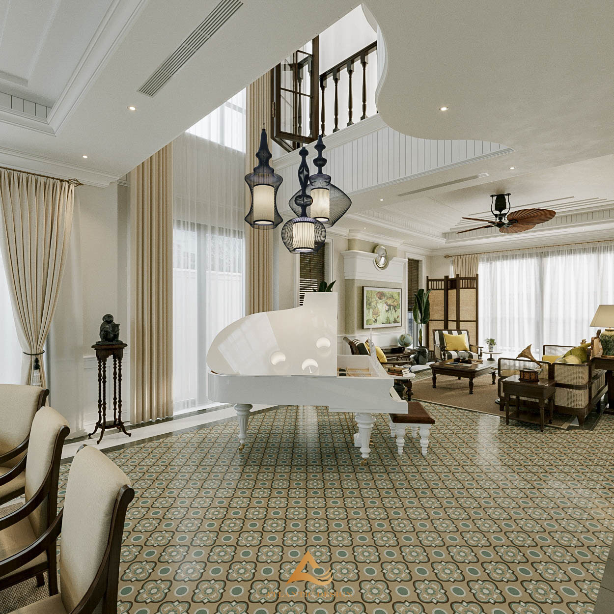 Không gian phòng bếp Indochine ấm cúng mang phong vị Việt Pháp cổ điển
