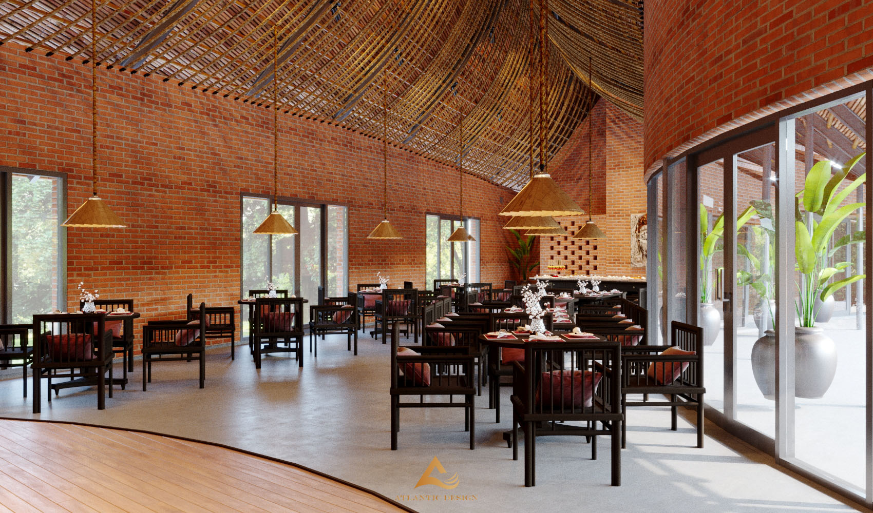 Toàn cảnh nhà hàng phong cách Indochine di sản tại Resort Tomodachi