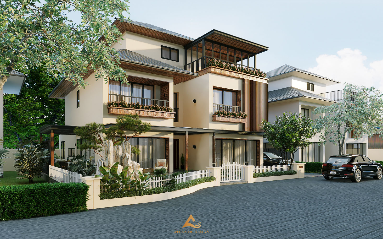 Kiến trúc hình khối hiện đại và dứt khoát của biệt thự Ecopark