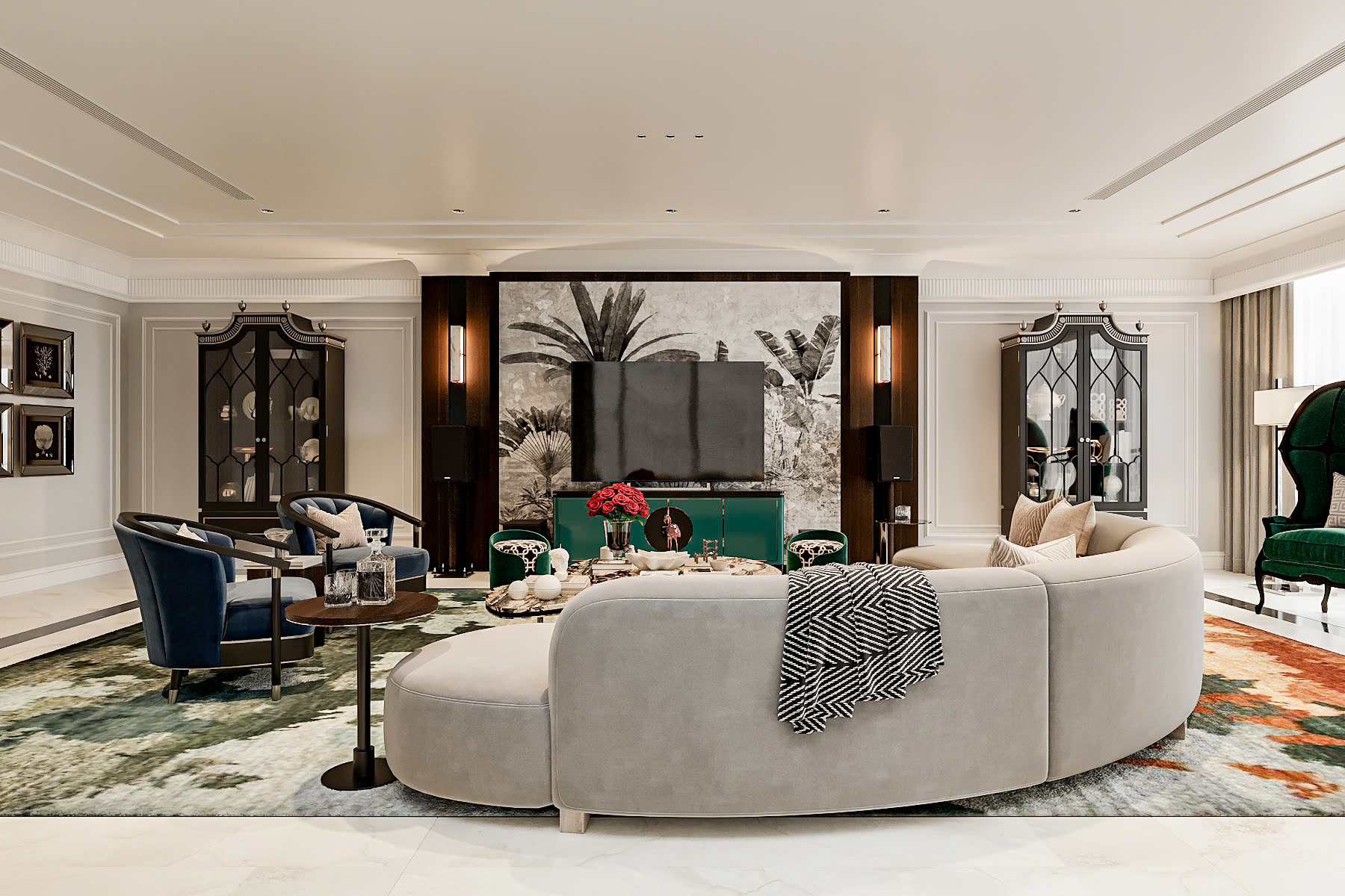 Nội thất phòng khách nhà phố Modern Classic sang trọng
