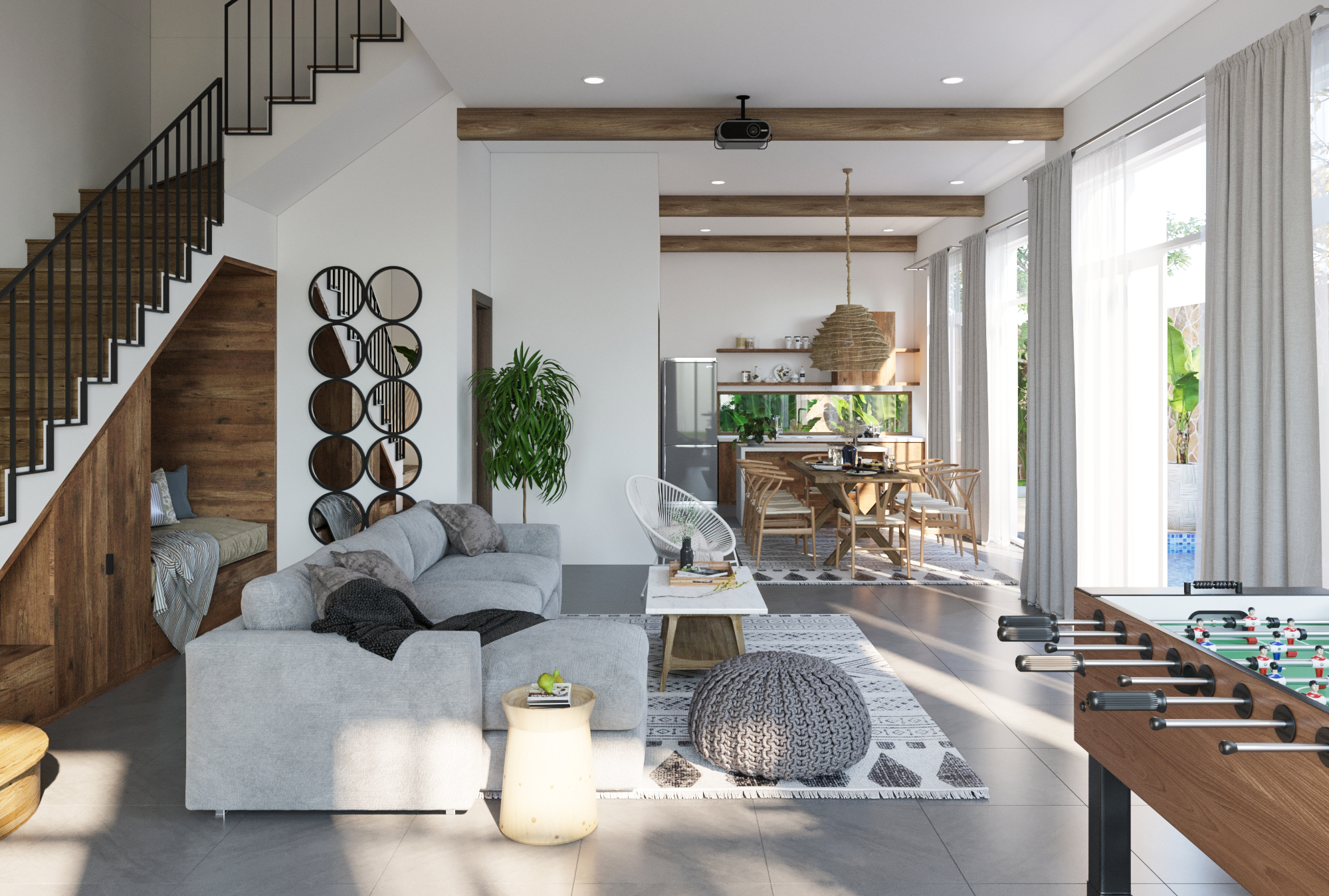 Thiết kế nội thất biệt thự Xanh Villa phong cách Tropical mix Scandi